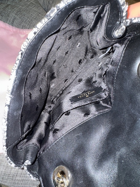 Kate Spade Natalia Black & White Tweed Convertible Chain Shoulder Crossbody Bag - Picture 14 of 17